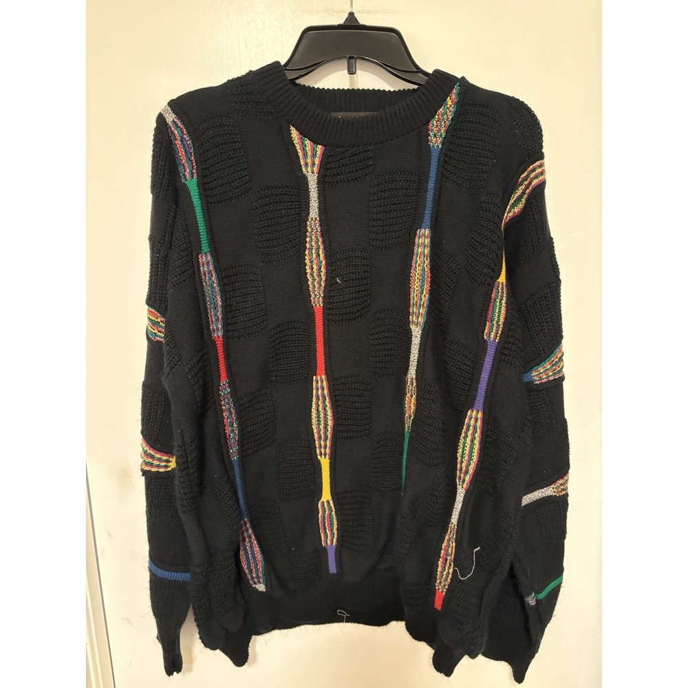 Vtg Protege Collection Multicolor Coogi Style Textured 3D Knit Sweater L